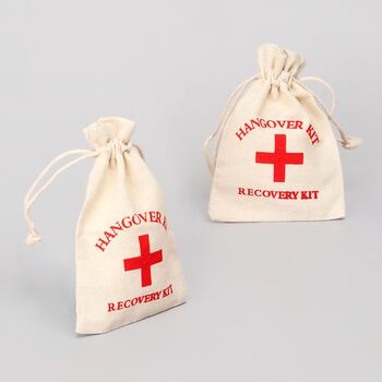 G Decor Set Of Two Hessian Bags Hangover Recovery Kit, 3 of 5