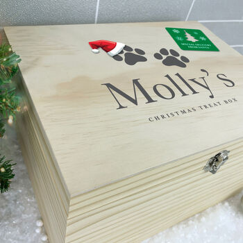 Personalised Santa Hat Paws Pet Christmas Eve Box, 2 of 7