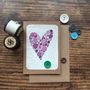 Buttons Heart On Vintage Book Paper Greeting Card, thumbnail 1 of 3