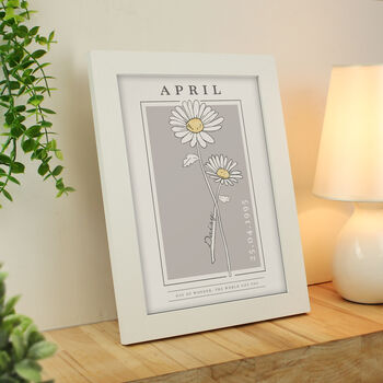 Personalised Birth Flower White A4 Framed Print, 2 of 12