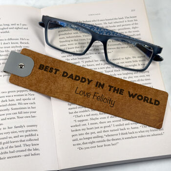 Best Dad In The World Personalised Leather Bookmark For Father's Day, 2 of 7