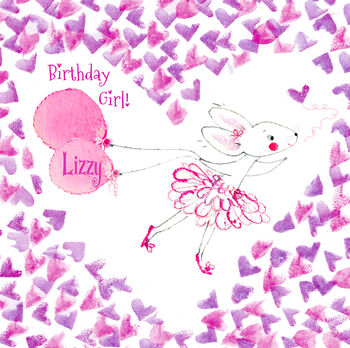 Girl's Happy Birthday Blank Card, 5 of 6