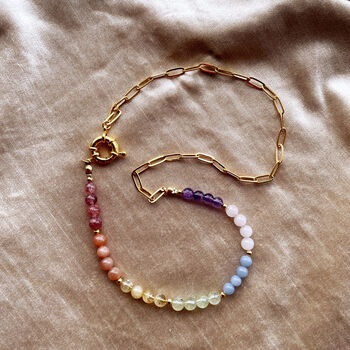 Rainbow Gemstone Bead And Chain Necklace, 2 of 9