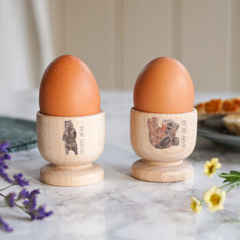 Personalised Bear Family Wooden Egg Cups, 2 of 4