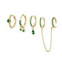 Anna Gold Green Huggie Earring Stacker Set, thumbnail 1 of 2