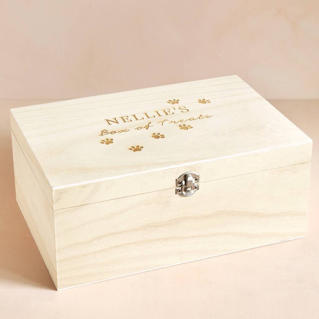 Personalised Pet Box Of Treats Wooden Hamper Box, 1 of 4