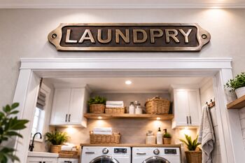 Solid Brass Laundry Plaque Brass With Antique Finish, 4 of 6