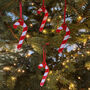 Four Christmas Candy Cane Hanging Decorations, thumbnail 1 of 2