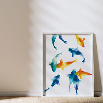 'Swimming In Colour' Koi Watercolour Print, 3 of 4