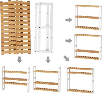 Adjustable Layer Three Tier Bamboo Bathroom Shelf Rack, 6 of 9