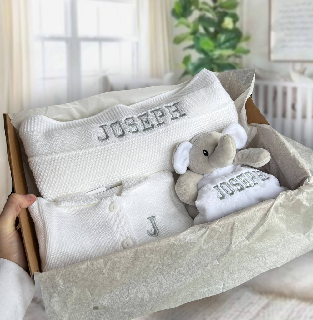 Luxury White Newborn Baby Gift Set, 1 of 2