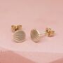 Simple Gold Studs With Art Deco Motif. Solid 9ct Gold, thumbnail 4 of 9