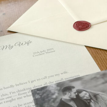 A Letter To My Wife On Our Wedding Day Personalised Keepsake, 11 of 12