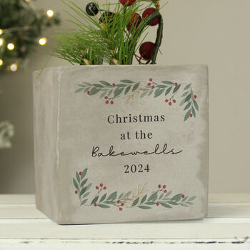 Personalised Christmas Foliage Concrete Planter, 2 of 5