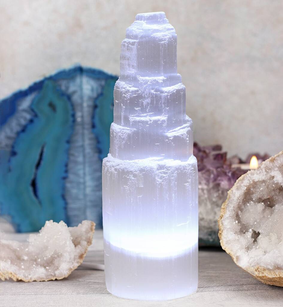 LED Selenite Mountain Lamp ~ Gift Boxed