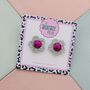 Flower Glitter Resin Stud Earrings Silver, Green And Blue, thumbnail 3 of 12