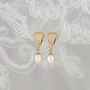 9ct Gold Scallop And Hanging Pearl Stud Earrings, thumbnail 2 of 5