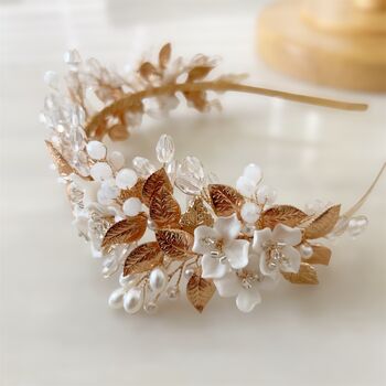 White And Gold Bridal Headband, 5 of 5