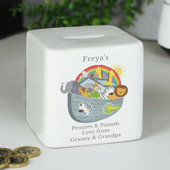 Personalised Noah's Ark Christening Money Box, 8 of 8