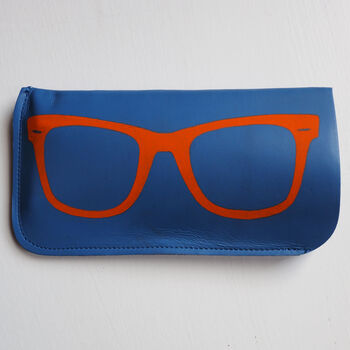 Blue And Orange Print Leather Glasses Case, 5 of 10