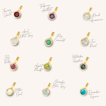 Genuine Birthstone Gold Plated Charm Pendants And Necklaces, 8 of 11