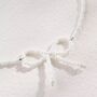 White Bow Beaded Necklace, thumbnail 2 of 8