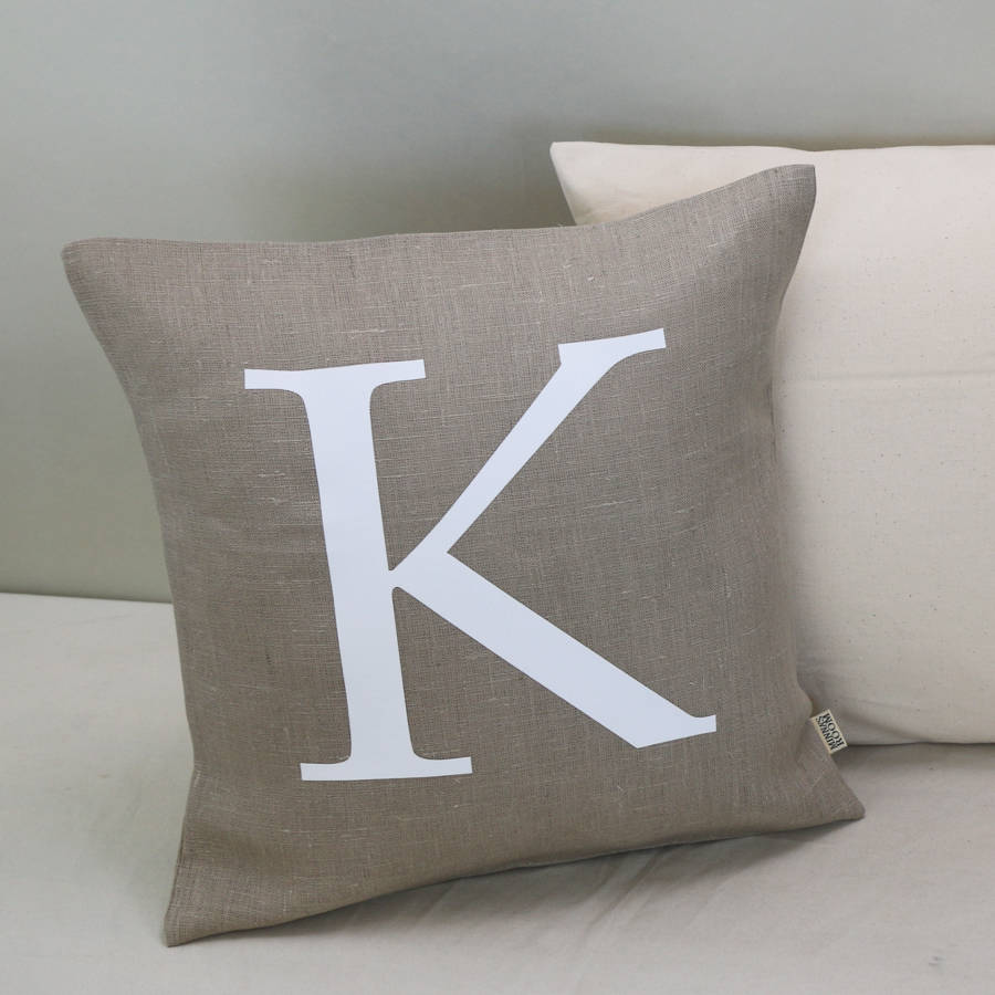 Personalised Linen Initial Cushion Cover By Minna's room ...