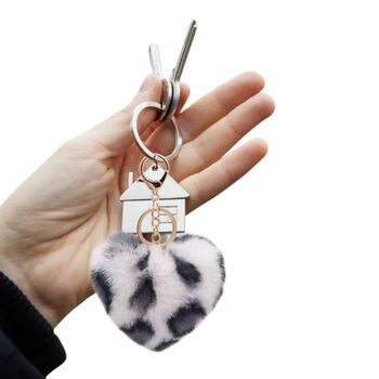 Trendy Leopard Print Heart Shaped Keyring’s, 3 of 4