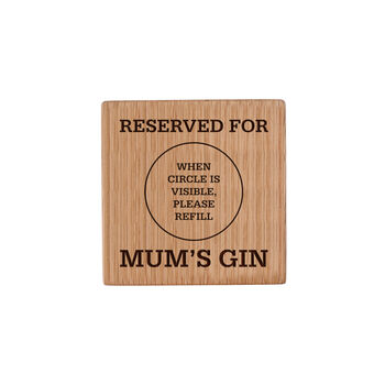 Loft 'Mum's Gin' Oak Square Coaster, 2 of 2