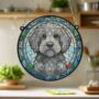 Labradoodle Grey Stained Glass Effect Suncatcher, thumbnail 5 of 5