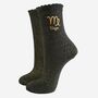 Women's Glitter Socks Black Gold Zodiac Virgo, thumbnail 2 of 5