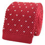 Men's Square End Knitted Tie With Dots | Burgundy Red, thumbnail 1 of 5