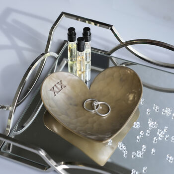 19th Anniversary Gift Bronze Heart Dish. Choice Of Hand Stamped Design, 2 of 6