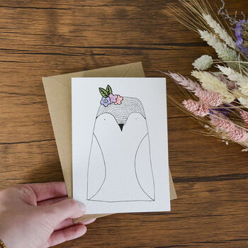 Illustrated Penguin Greeting Card With Floral Crown, 4 of 4