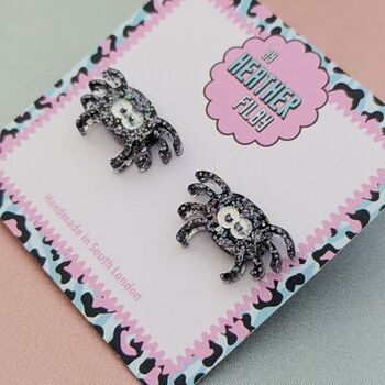 Black Spider Glitter Halloween Resin Studs, 4 of 4