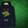 Rudolphasaurus Rex Dinosaur Personalised Kids Christmas Jumper Hoodie, thumbnail 2 of 12