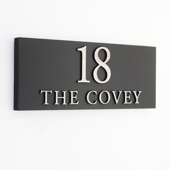 Personalised House Sign With Wood Effect Lettering, 2 of 12