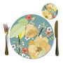 Round Placemat Large Heatproof Chica Camellia Teal, thumbnail 8 of 10
