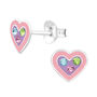 Colourful Love Heart Sterling Silver Earrings, thumbnail 3 of 5