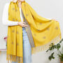 Mustard Cashmere Bee Print Scarf, thumbnail 2 of 4