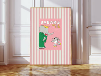 Babar The Elephant Set Of Two Pink Art Prints, 3 of 3