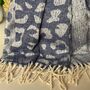 Leopard Print Blanket Scarf In Navy Blue, thumbnail 3 of 4