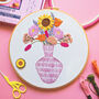 Summer Vase Floral Modern Embroidery Kit For Beginners, thumbnail 1 of 5