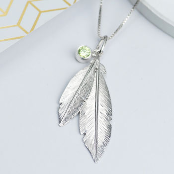 Personalised Sterling Silver Double Feather Necklace, 3 of 7