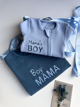 Personalised Baby And Mommy Gift Set, New Mom Gift, Matching 2pcs Set And Zip Romper , Perfect For Mother's Day, Baby Shower, Maternity Leave, 6 of 12