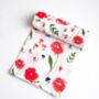 Red Poppy Floral Cotton Muslin Swaddle Blanket, thumbnail 1 of 3