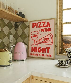 Pizza And Wine Kitchen Print, 2 of 3