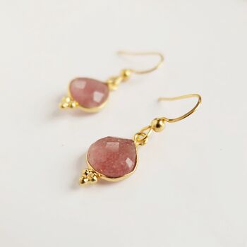 Strawberry Quartz Gemstone Earrings, 2 of 3