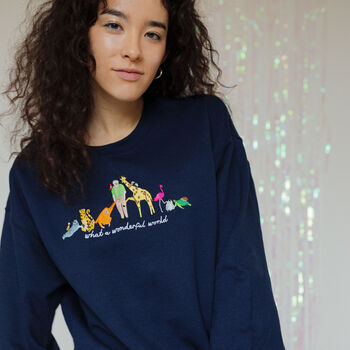 What A Wonderful World Embroidered Sweatshirt, 5 of 12