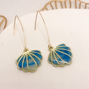 Blue Sea Shell Threader Earrings, 3 of 8
